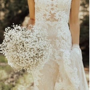 BHLDN Whispers & Echoes Milano wedding dress lace  Gown Size 0 with bustle NWT
